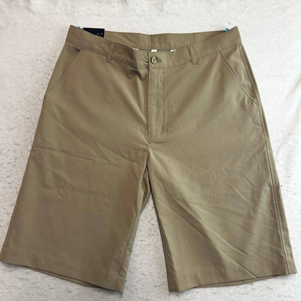 Chaps Performance Shorts Mens 34 Khaki School Approved Stretch Flat Front